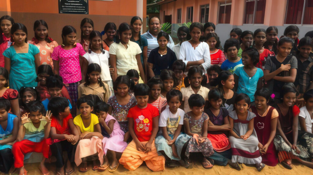 Arasakone Agilan standing with a group of people supported by his business funds—a real-world example of the ultimate goal of an entrepreneur, showing how businesses can engineer a lasting legacy